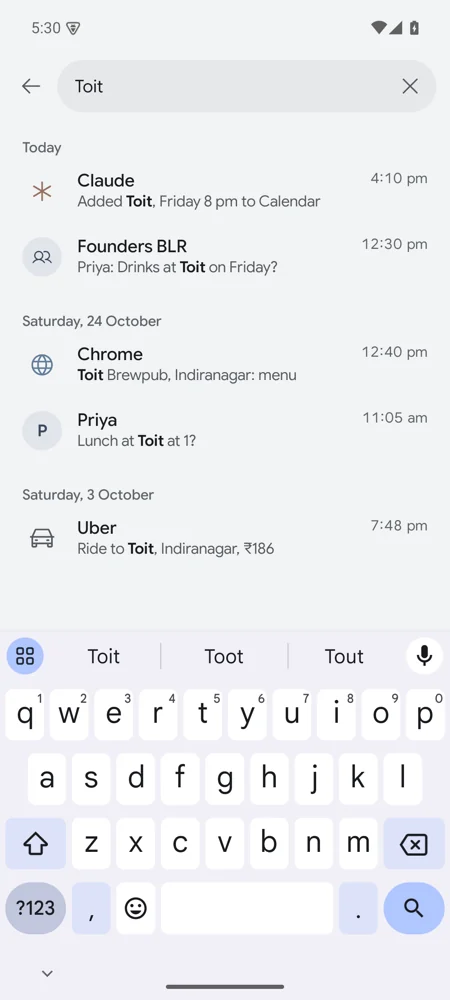 Searching the day record for a place name
